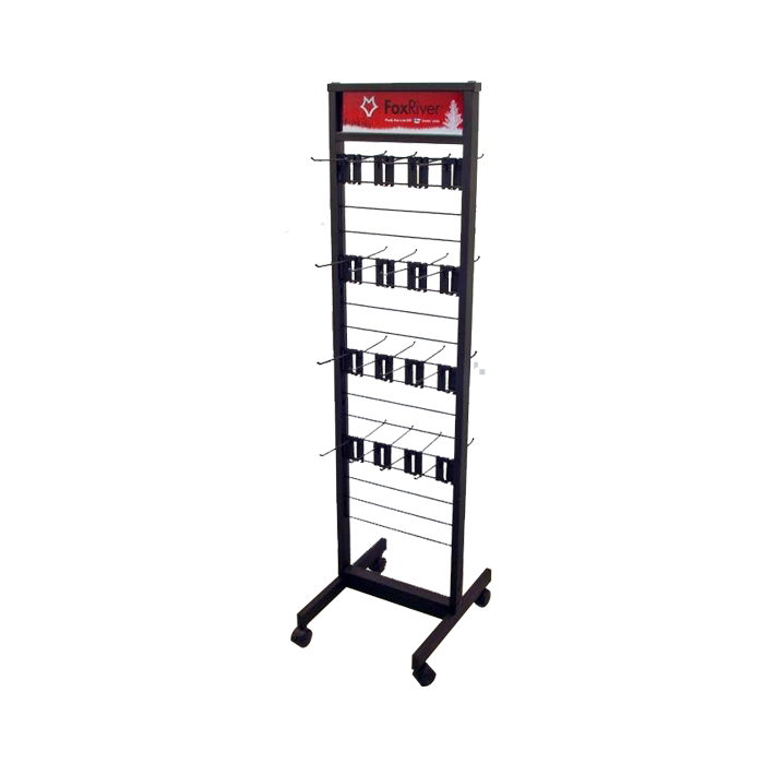 Customized Size Metal Rack Hook Display with Wheels